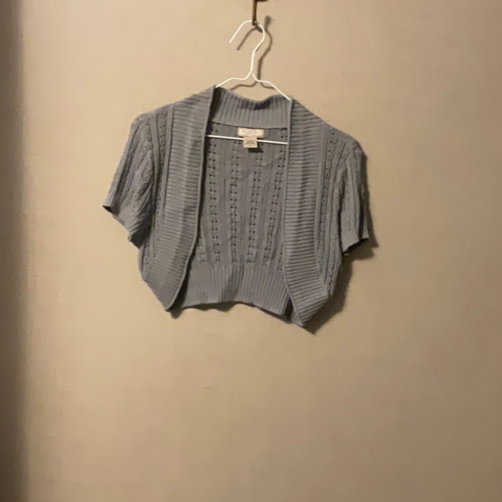 Arizona Jean Company Pale Blue Short-Sleeve Bolero Cardigan